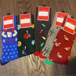 New Men’s Christmas Festive Holiday Socks 5-pack